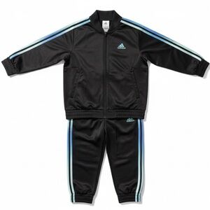 Adidas Black Tracksuit with Aqua Stripes